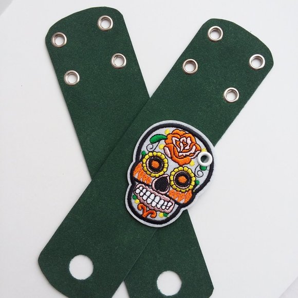 2/$18 Sugar Skull Shoelace patch charm roller skate charm - Picture 6 of 7